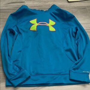 Under Armour Blue and Yellow Sweatshirt Moisture-Wicking Pullover